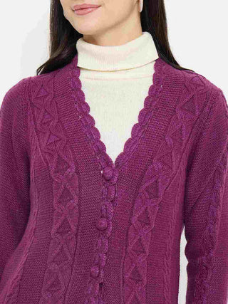 Madame Cable Knit Plum Cardigan