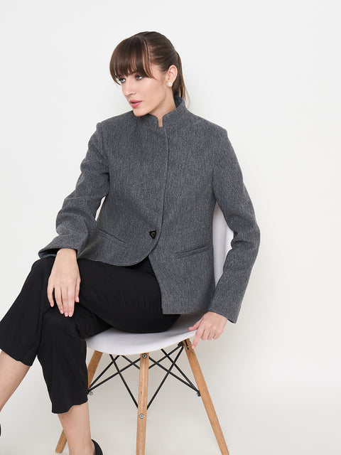 Madame Mélange Button Detailed Anthra Short Coat