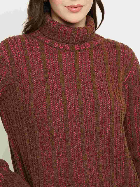 Madame Brown Self Striped Sweater