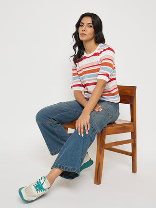 Madame Panel Detailed Tinted Green Wide Leg Denim Cargo