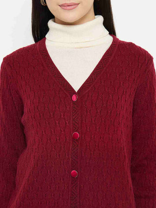Madame Cable Knit Maroon Cardigan