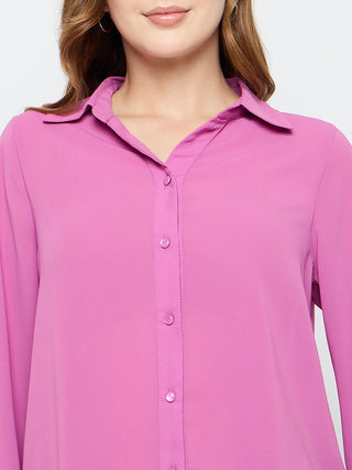 Madame Solid Fucshia Pink Shirt