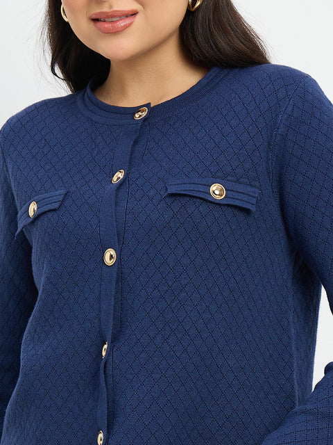 Madame Round Neck Cardigan and Trousers Co-ord Set