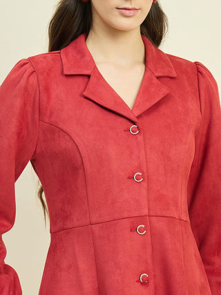 Madame Suede Blazer Dress with Embellished Button Details