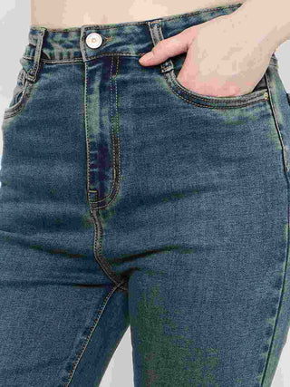 Madame TInted Green Straight Fit Jeans