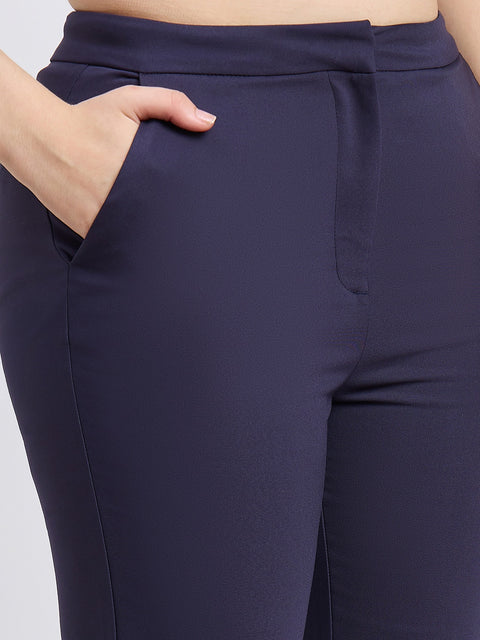 Madame Navy Cotton Blend Trousers