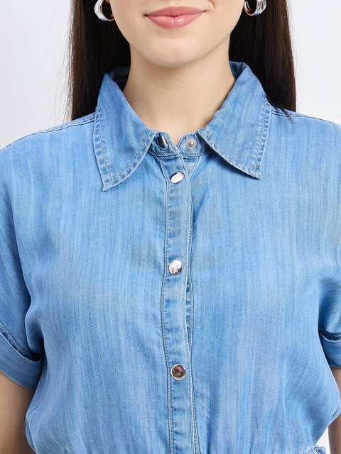 Madame Solid Light Blue Jump Suits