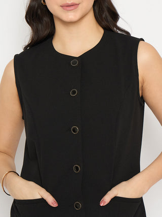 Madame Sleeveless Button Front Black Co-ord Set