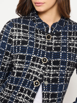 Madame Checkered Long Cardigan