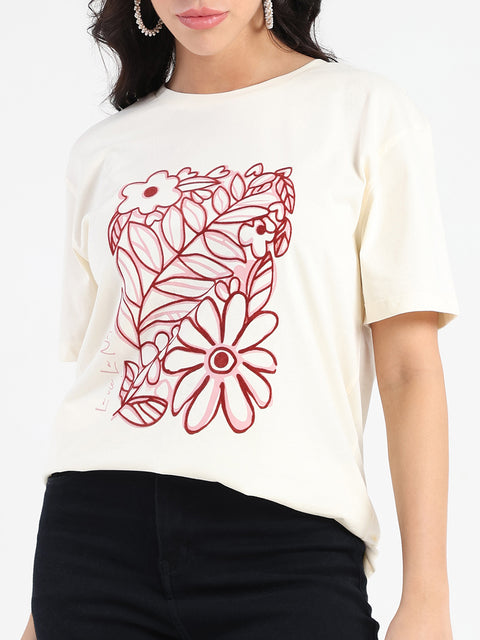Madame Graphic Flock Print Off-White Sinker T-shirt