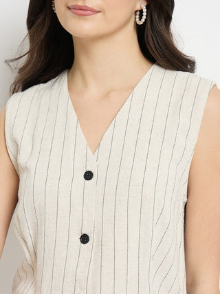 Madame Ivory Viscose Linen Blend Co-Ord Set