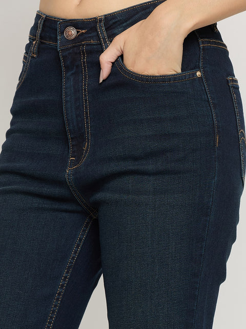 Madame Midnight Blue BCI Cotton Whiskered Flared Ankle Jeans