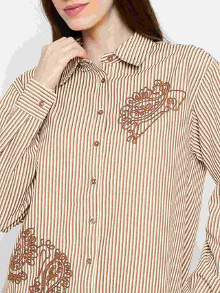 Madame Embroidered Brown Shirt