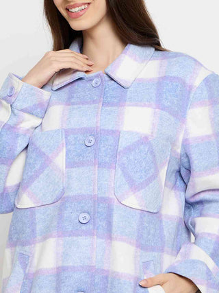 Madame Checkered Blue Shacket