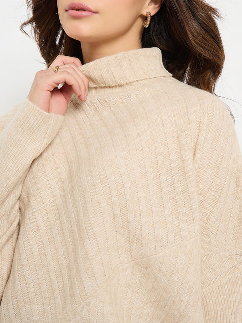 madame Mock Neck Fit and Flare Sweater