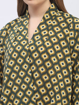 Madame Geometric Print Mustard Yellow Regular Top