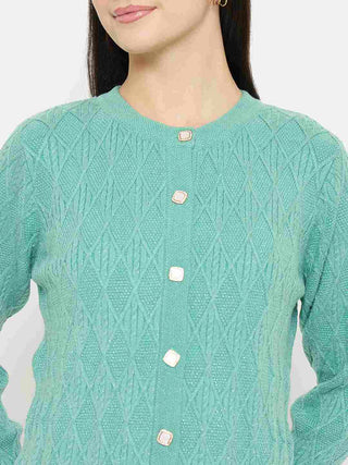 Madame Cable Knit Sea Green Cardigan