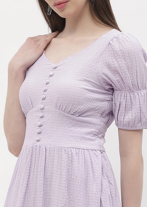 Madame Empire Waist Marie Sleeve Lavender A-Line Dress