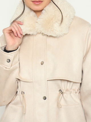 Madame Faux Fur Collar Beige Jacket