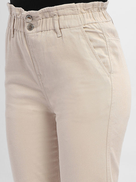 Madame Ruched Waistband White Trousers