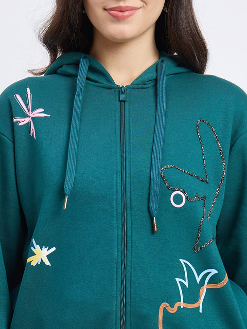 Madame Graphic Print Teal Sweatshirt