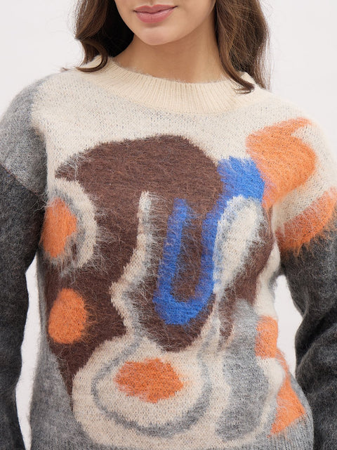 Madame Multicolor Printed Sweater