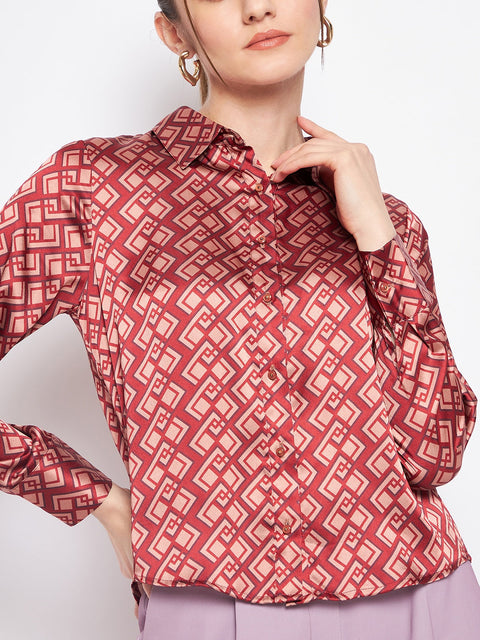 Madame Women Printed Rosewood Shirt