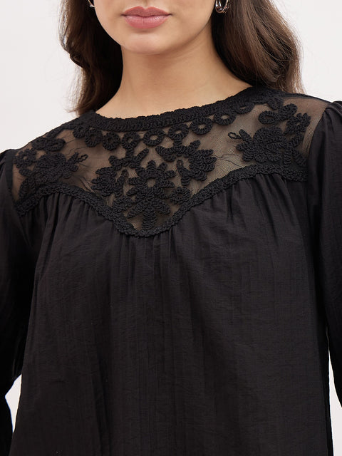 Madame Lace Detailing Rayon Blend Top