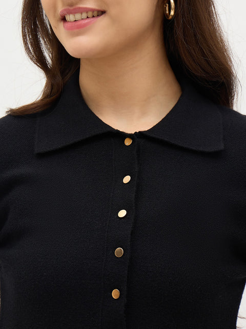 Madame Black Viscose Blend Sweater
