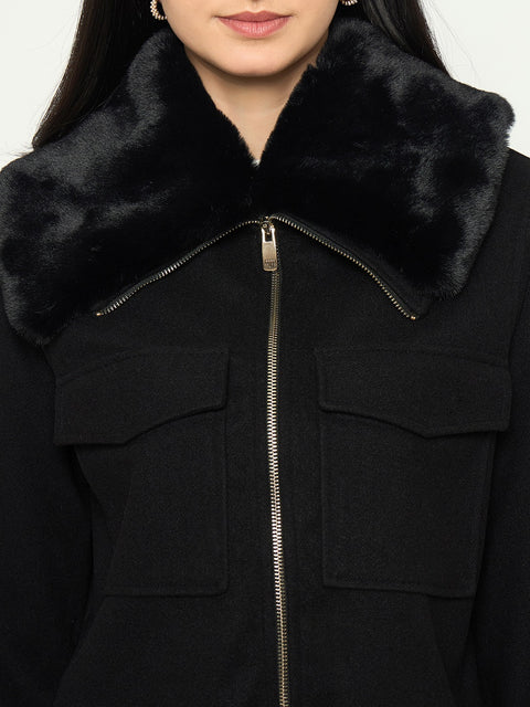 Madame Black Shacket with Zipper