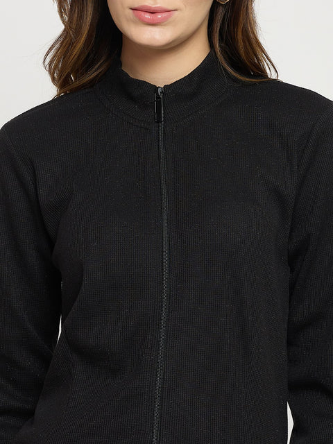 Madame Black Mock Neck Full Sleeve Top
