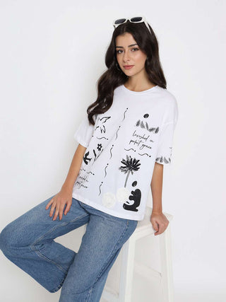 Madame Graphic Print Cotton White T-shirt