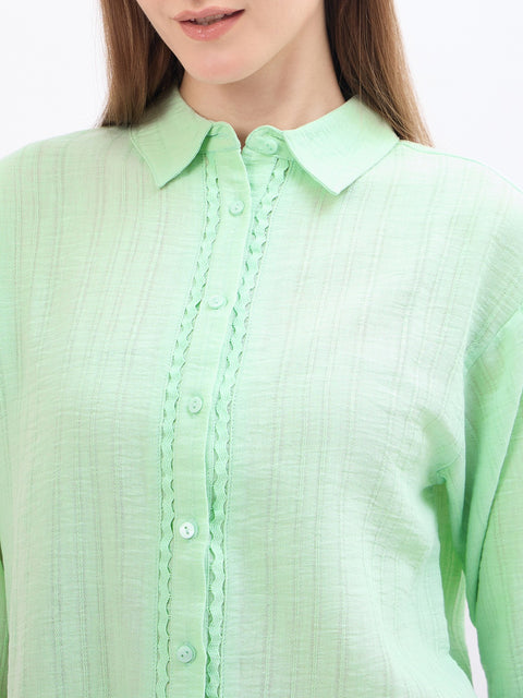 Madame Lace Detail Mint Green Shirt