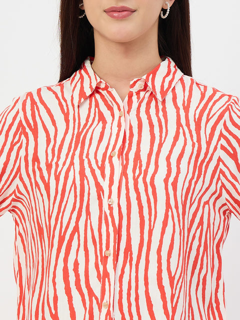 Madame Red Printed Rayon Shirt