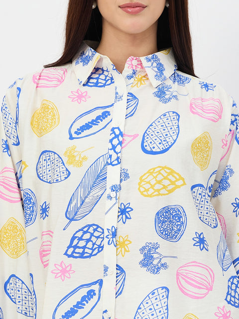 Madame Off-White Printed Viscose-Blend Shirt