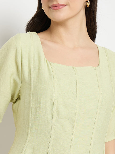 Madame Green Square neck Rayon Blend  Top