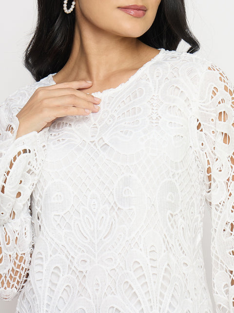 Madame Lace Fabric Off White Top