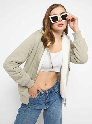 Madame Pear Green Hooded Zipper Sweatshirt