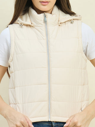 Madame Off White Sleeveless Puffer Jacket