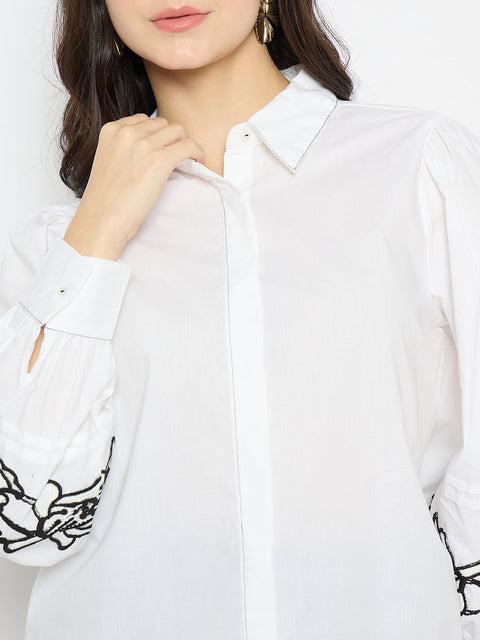 Madame Dori Embroidered White Shirt