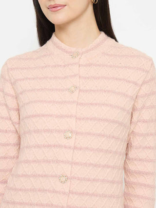 Madame Striped Peach Cardigan