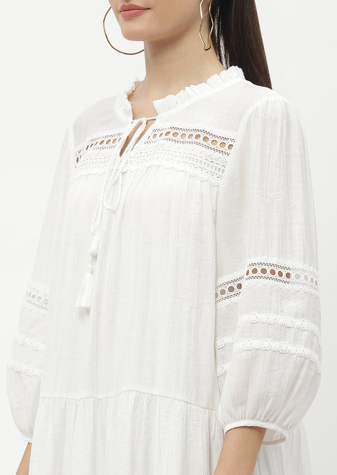 Madame Puff Sleeve Off-White Dress