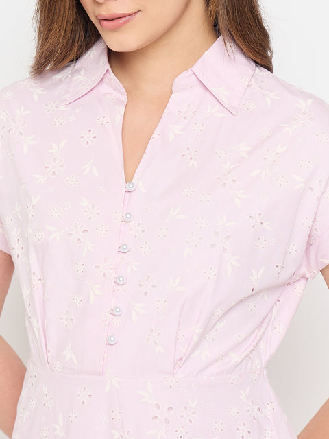Madame Pink Printed Tiered Dress