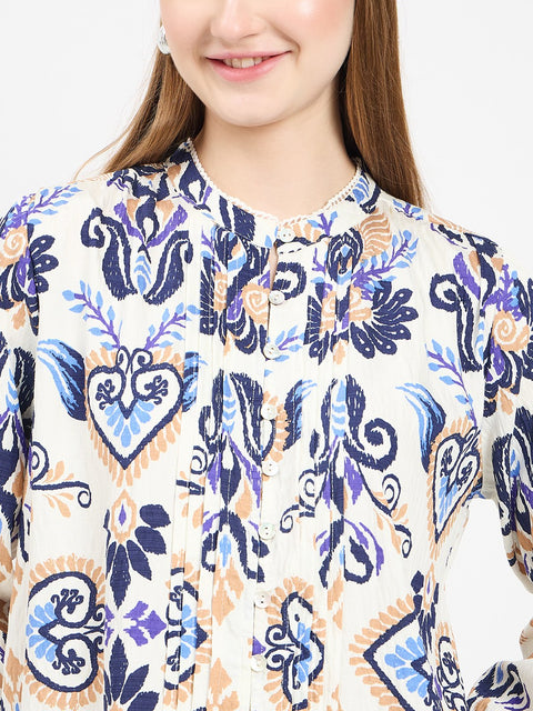 Madame Printed Off White Tunic