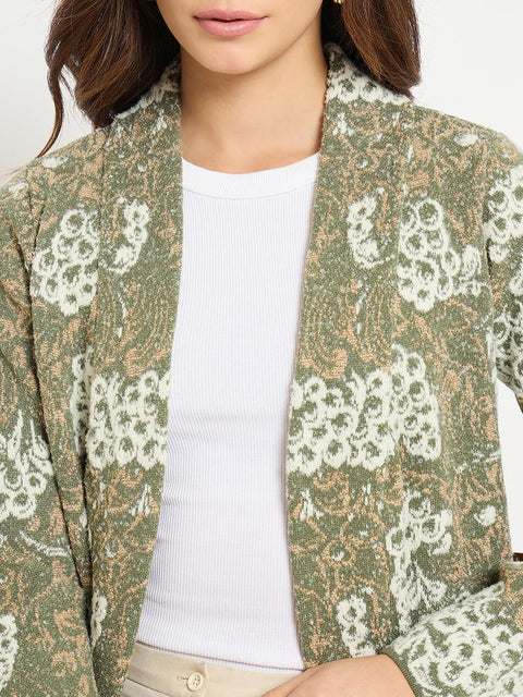 Madame Printed Green Shrug