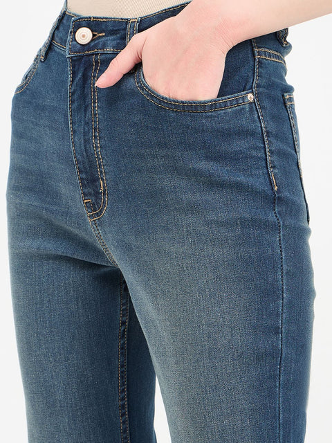 Madame Double Wash Whiskered Flared Denim Jeans