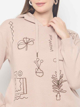 Madame Embroidered Cotton Blend Beige Sweatshirt
