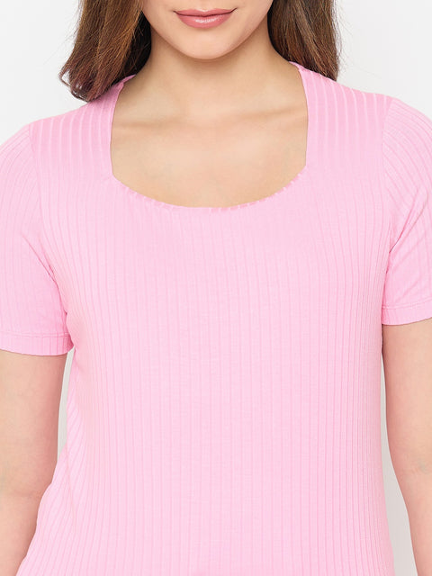 Madame Pink Rayon Blend T-shirt