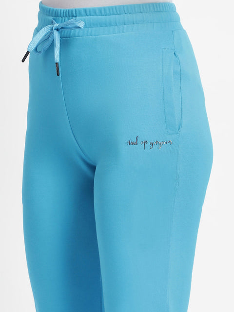 mSECRET Solid Blue Mid Rise Track Pants