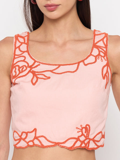 Madame Blush Pink Cotton Puff-Sleeve Top